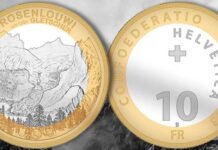 Bi-Metallic Swiss Mint Rosenlaui Glacier Coin.