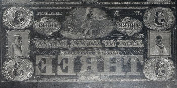 River Raisin Banknote Printing Plate Offered by GreatCollections