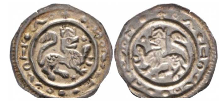 German silver bracteate struck between 1180-1190.