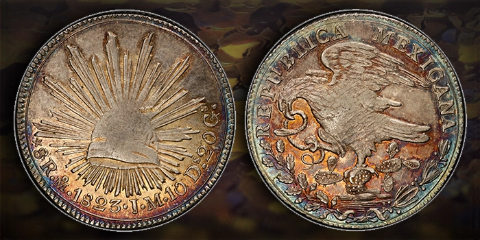1823 Mexican 8 Reales. Heritage Mexican Coin Showcase Auction March 19, 2023. Images: PCGS.