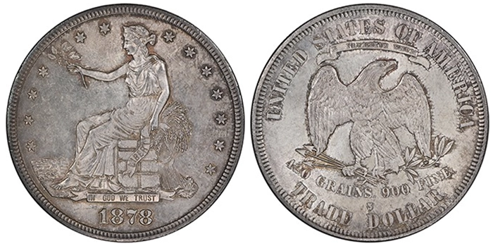 A genuine 1878-S Trade Dollar. Image: NGC.