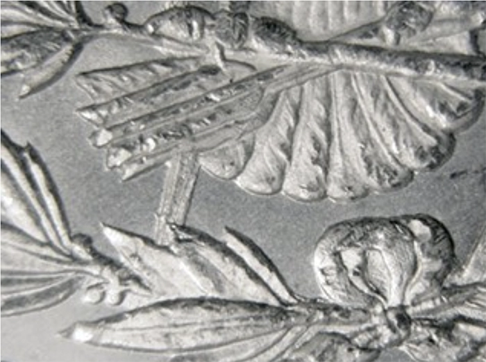 Close-up of an 1890-CC VAM-4 "Tail Bar" Morgan Dollar. Image; NGC.