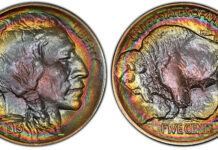 James Earle Fraser, who sculpted a massive piece exhibited at the 1915 Panama-Pacific Exposition, designed the Buffalo Nickel. Courtesy of PCGS TrueView.