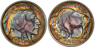 James Earle Fraser, who sculpted a massive piece exhibited at the 1915 Panama-Pacific Exposition, designed the Buffalo Nickel. Courtesy of PCGS TrueView.