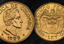 Heritage Offering Special Collection of World Coins, Part II. 1929 Cinco Pesos. Image: NGC / CoinWeek.