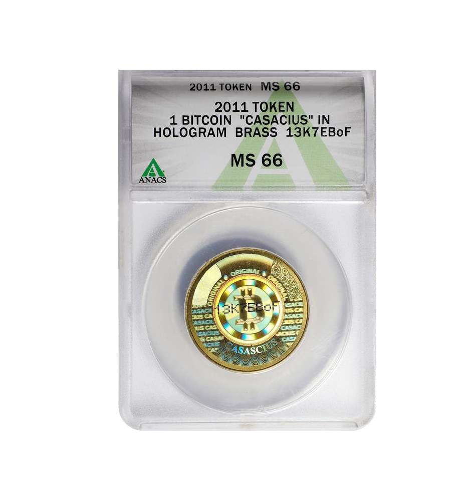 2011 Token. 1 Bitcoin on Casacius Token. Bitcoins and Physical Cryptocurrency in Stack’s Bowers Spring 2023 Auction.