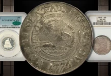 David Lawrence Rare Coins Auction featuring a choice Continental Dollar.