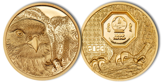 CIT Mongolian Falcon Gold 1/10 Ounce 1,000 Togrog Coin (2023).