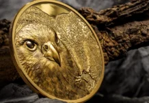 Mongolian gold falcon coin. Image: CIT.