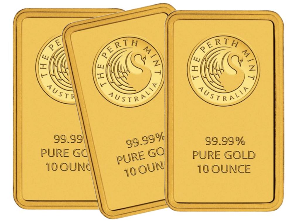 Perth Mint 10 ounce gold bars. Image: Perth Mint.