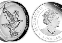 2023 Australian Wedge-Tailed Eagle 1oz Silver Coin Features Incused Design. Image: Perth Mint.