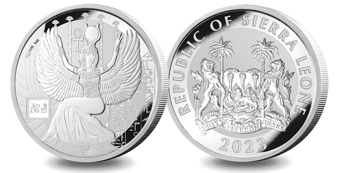 Pobjoy Egyptian Goddess Isis Silver Coin. Image: Pobjoy Mint.