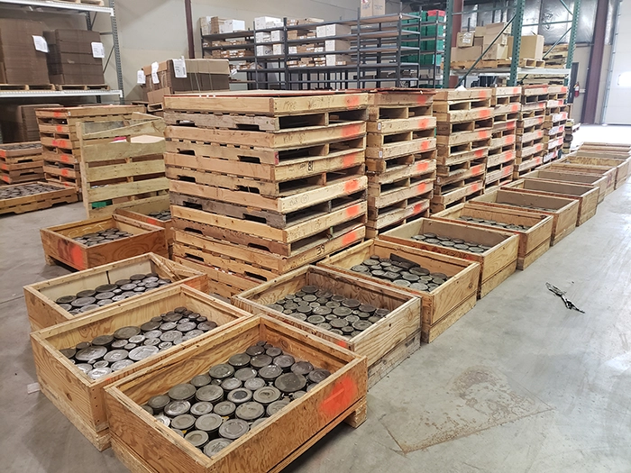 Figure 1. Some of the pallets staged in Green Bay ready for pickup. Image: American Numismatic Society.