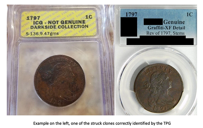 1797 Counterfeit Cents from the Dark Corner Collection.