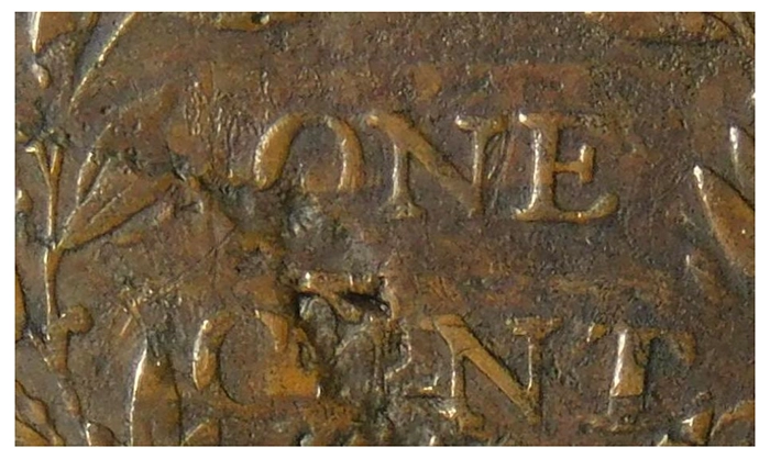 Damaged 1797 S-136 Cent reverse.
