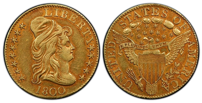 Naturally circulated 1800 Half Eagle, PCGS XF40. Courtesy of PCGS TrueView.