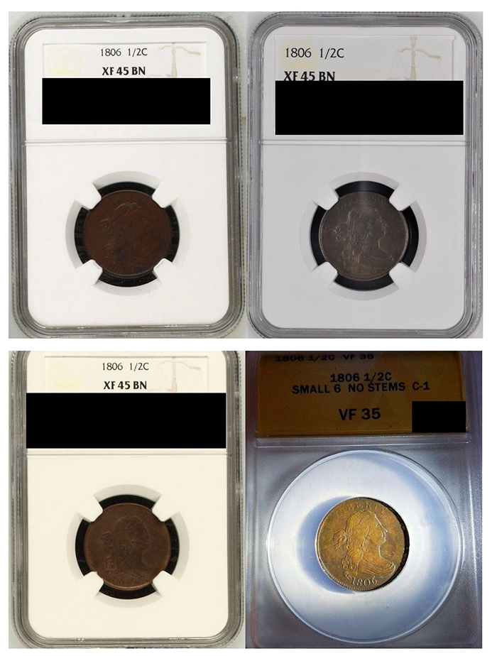 1806 half cent fakes from the dark corner collection.