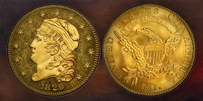 Proof 1829 Half Eagle in Heritage CSNS Bass Collection Sale, Pt III