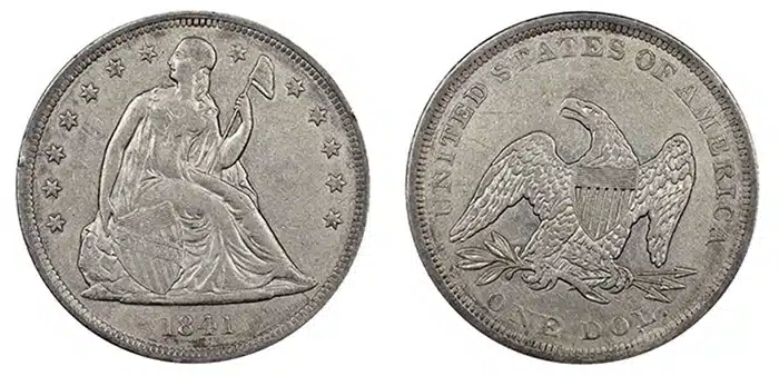 Counterfeit 1841 Seated Liberty Dollar. Image: NGC.