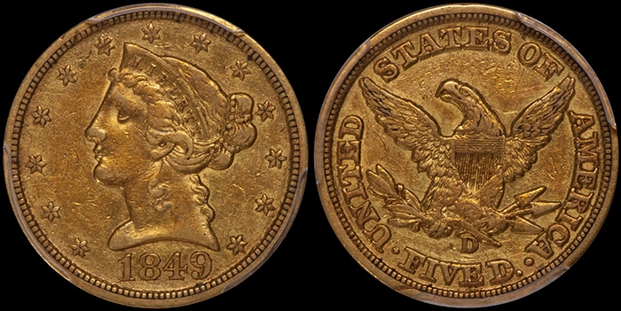 It's Time to Rewrite the Price Guides for Nice Southern Gold Coins: 1849-D Liberty Half Eagle. Image Douglas Winter Numismatics.