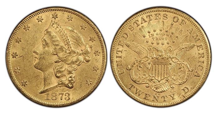 1873-CC Double Eagle $20 Gold Coin. Image: Stack's Bowers.
