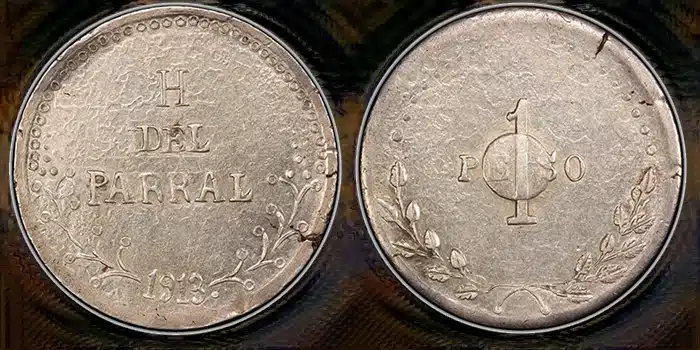 Mexican Coins From Silver Mesa Collection at Heritage Auctions: Chihuahua. Revolutionary "Bolita" Peso 1913 AU58 PCGS