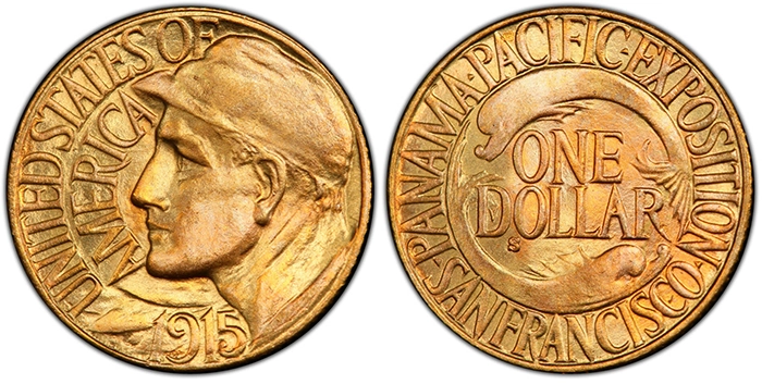 Panama-Pacific Gold Dollar Coin. Courtesy of PCGS TrueView. 