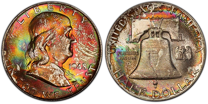 The Franklin Half Dollar was minted from 1948 through 1963. Courtesy of PCGS TrueView. 