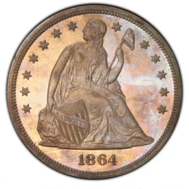 Obverse image of 1864 $1 PR65 PCGS. OC-P2, High R.4, Image from Heritage Auctions, HA.com