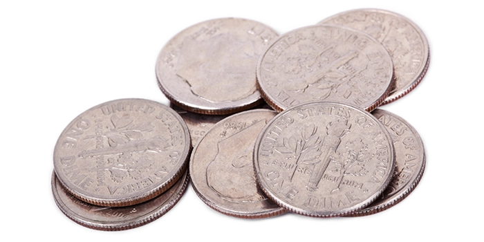 A pile of Dimes. Image: Adobe Stock.