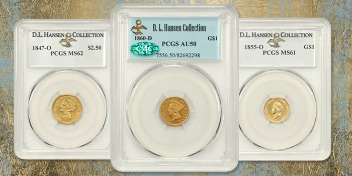 Del Loy Hansen gold coins offered by David Lawrence Rare Coins.