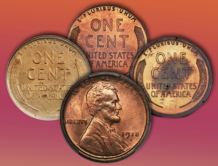 Four Lincoln cents attributed as RD.