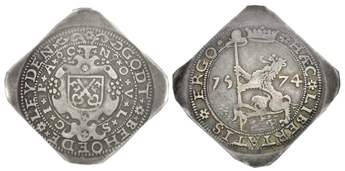 Leiden. AR Achtentwintig stuiver Klippe. Siege issue. Dated 1574. Classical Numismatic Group, Triton XI,8 January 2008, Lot: 1229, realized: $1,000.
