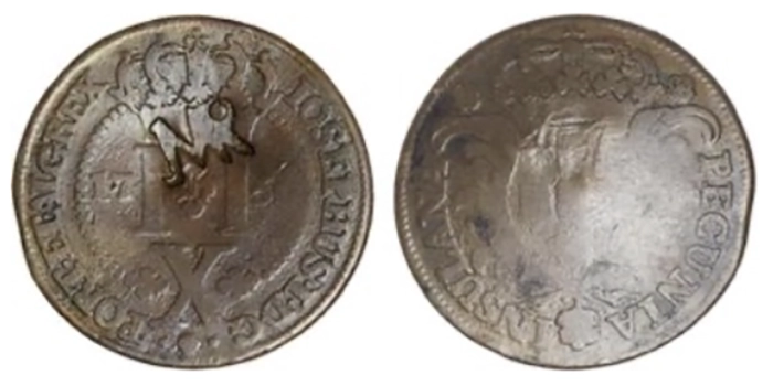Mozambique - D. José I (1750-1777)Countermark "MR" on X Réis 1750. Numisma Auction 124, Lot 351 - 30.09.2020.