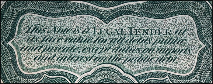 Legal Tender Provision on the Series of 1869 Legal Tender Note. Image: CoinWeek.