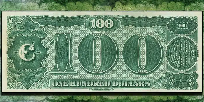 Fr. 377 $100 1890 Treasury 'Watermelon' Note PCGS Banknote About Unc 50 Details. Image: Heritage Auctions.
