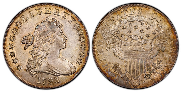 UNITED STATES OF AMERICA. 1798 AR Dollar. PCGS AU55. Image: Atlas Numismatics.