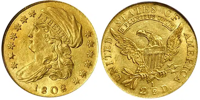 1808 Capped Bust Quarter Eagle. Image: Stack's Bowers.