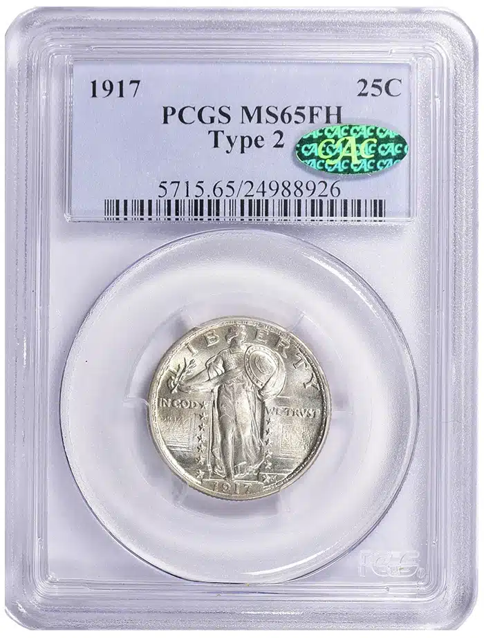 1917 Standing Liberty Quarter. PCGS MS65FH CAC. Image: GreatCollections.
