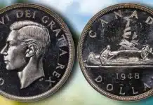 Canadian Coins in June 4 Heritage Spotlight Auction: Canada 1948 Dollar in Proof. Image: Heritage Auctions / CoinWeek.