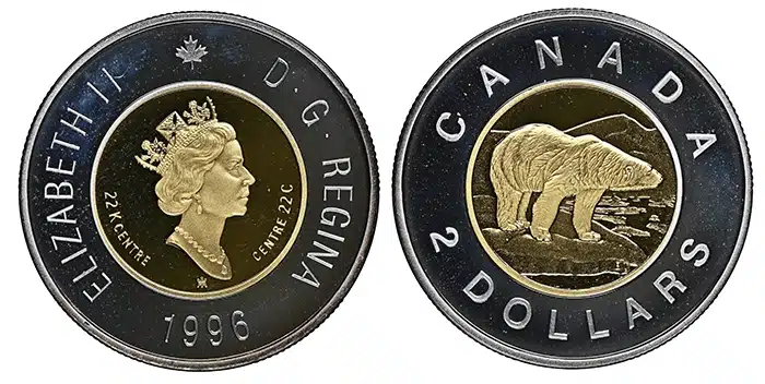 1996 Canada 2 Dollars - Gold and Silver Proof. Image: NGC.
