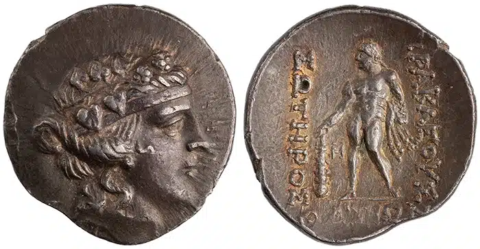 Figure 1. ANS 1947.999.10. A Thasian-style tetradrachm, one of the “Greek coinages produced for the Romans” during the second and first century BCE according to Ilya Prokopov.