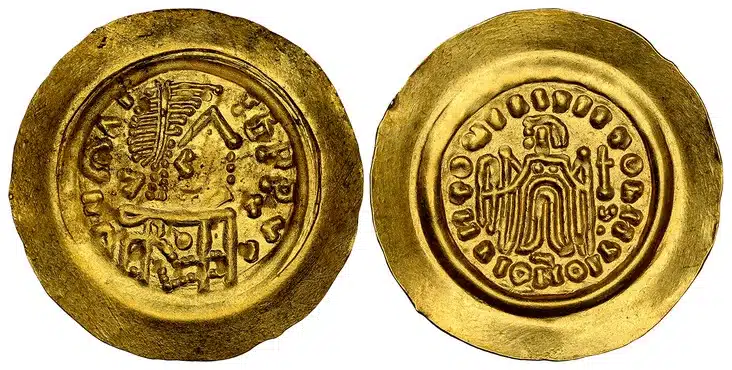  ITALY. LOMBARDY. Ticinum. In The Name Of Maurice Tiberius. (582-602). (568-690) ND AV Tremissis. Image: Atlas Numismatics.