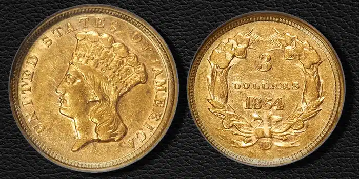 Heritage Auction to Offer Harford Hill Collection of $3 Gold Pieces: 1854 Gold $3 NGC AU58. Image: Heritage Auctions.