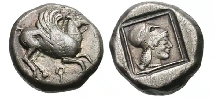 Corinthia, Corinth AR starer, c. 520 BCE. Image: Gemini, LLC.