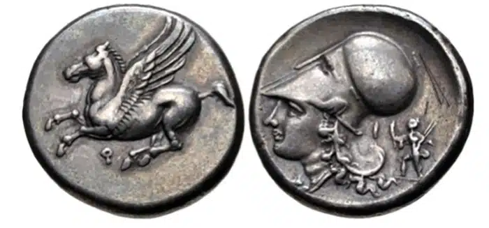 Corinthia, Corinth stater, 375-300 BCE. Image: Classical Numismatic Group, Inc.