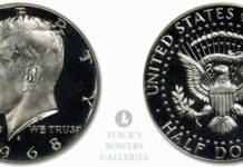 Deep Cameo PR-70 1968-S Kennedy Half Dollar in Stack's Bowers June Auction