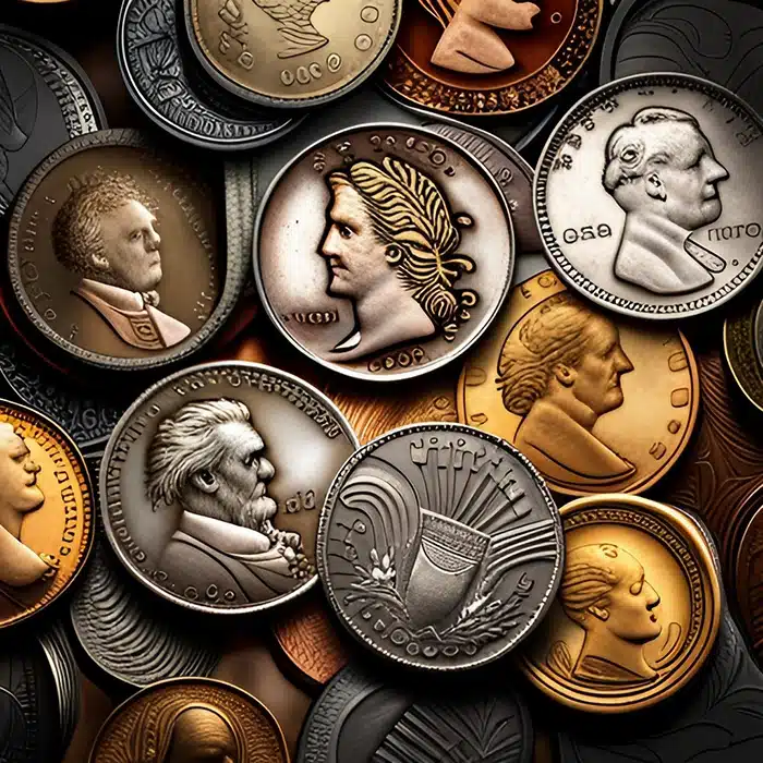 Not a realistic assortment of "vintage coins". Image: Jasper / Charles Morgan.