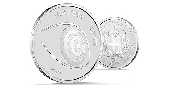Silver Coin Honors 200 Years of Swiss Shooting Sports Federation. Image: Swiss Mint.