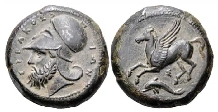 Syracuse Æ Dilitron, circa 344-317 BCE. Image: Roma Numismatics Limited.